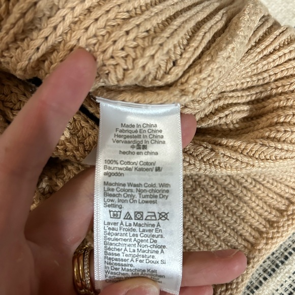 J. Crew Tan Neutral Chunky Cotton mockneck Sweater size small - Picture 3 of 4